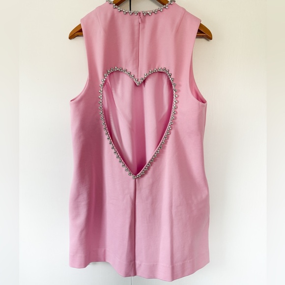 NWT AREA Pink Crystal Heart Back Dress XL - Picture 1 of 6